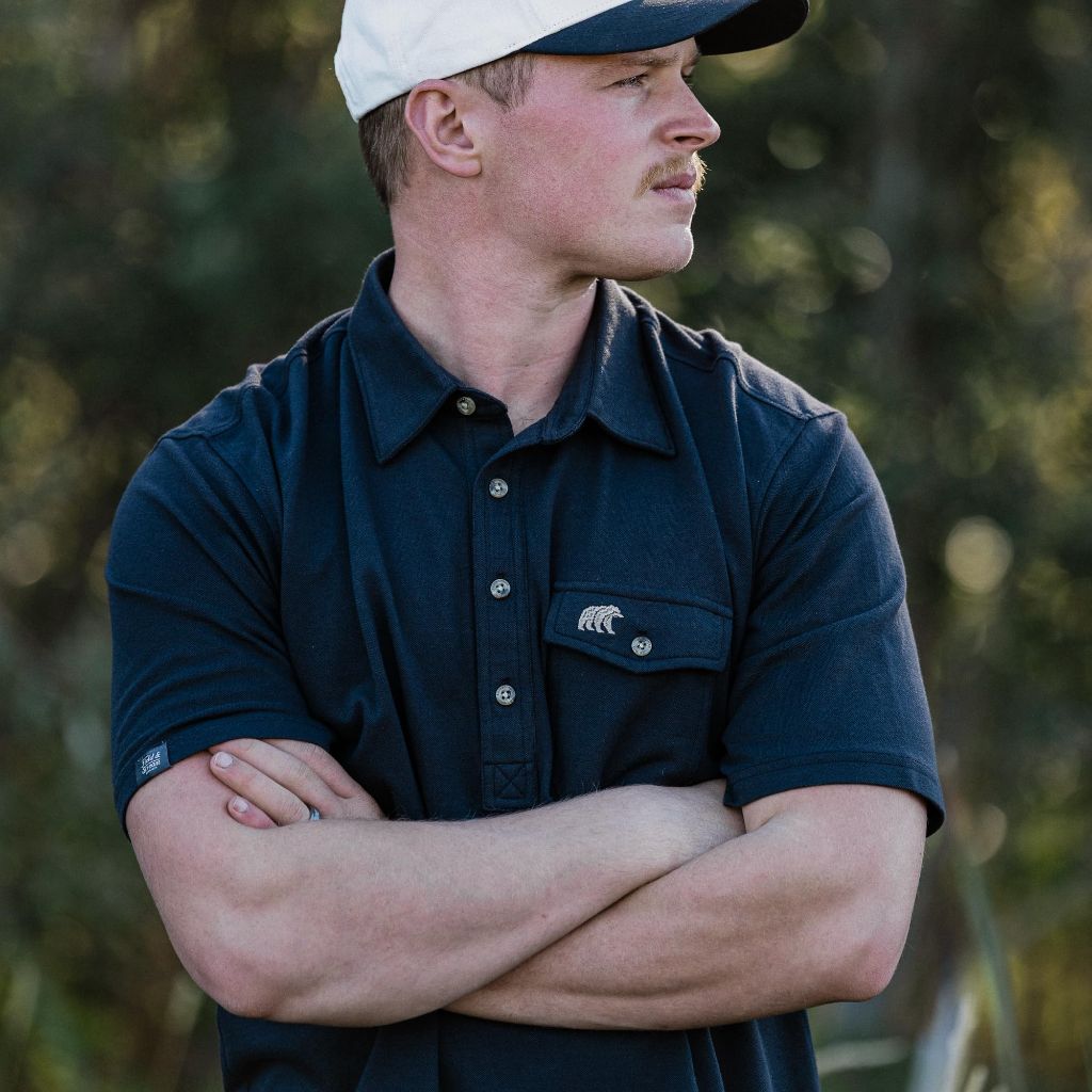 SZ XL, Field & Stream Men's Flying Birdie Polo, Black