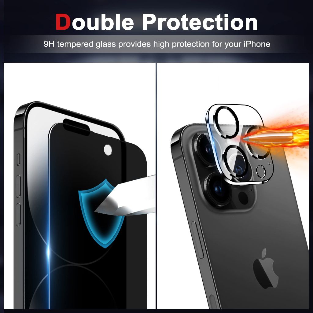 WHPXJY 2+3 Pack iPhone 14 Pro Max Privacy Screen Protector with Camera Lens Protector
