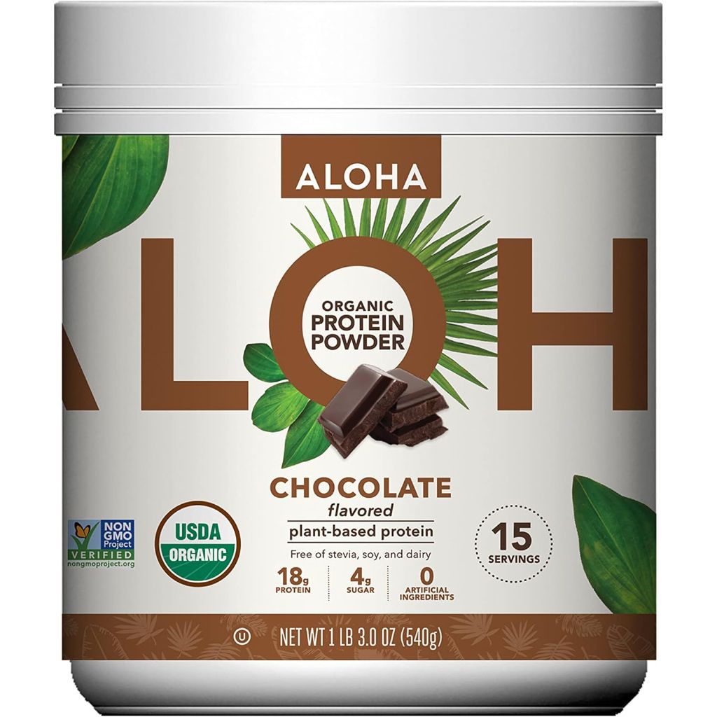Aloha Organic Plant-Based Protein Powder - Chocolate, 19.6oz.