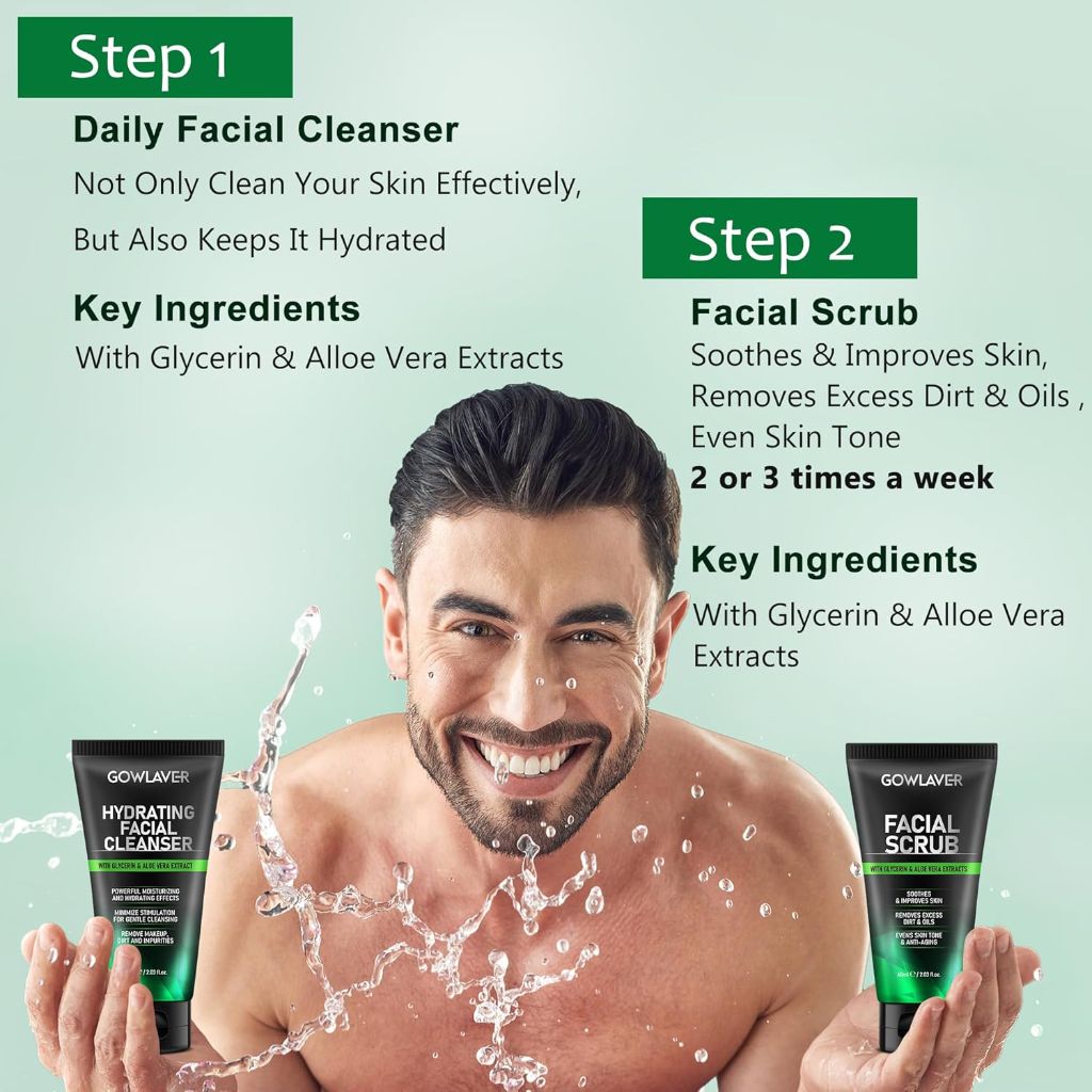 GOWLAVER Men’s Skincare Set – Hydrating, Moisturizing Face Care Routine for All Skin Types