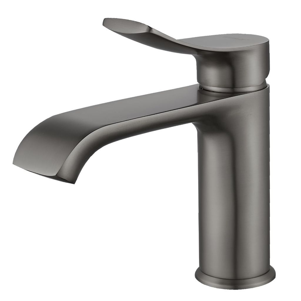 BELZ Bathroom Faucet 1 Hole Brushed Grey, Modern Vanity Faucet for Bathroom Sink, Lead-Free Single Handle Basin Faucet with Pop-up Drain