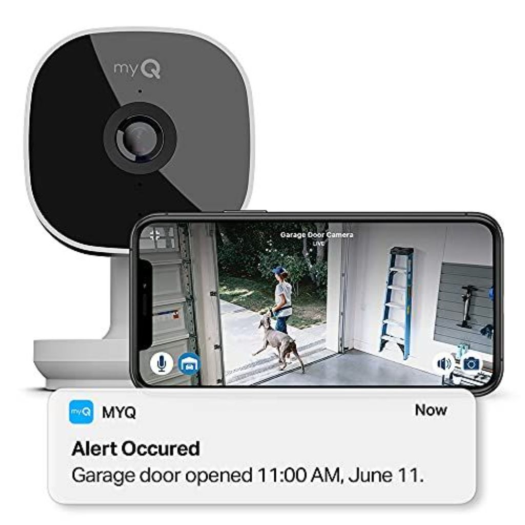 myQ- Chamberlain Garage Plug-in Indoor and Outdoor Smart-Enabled Security Camera