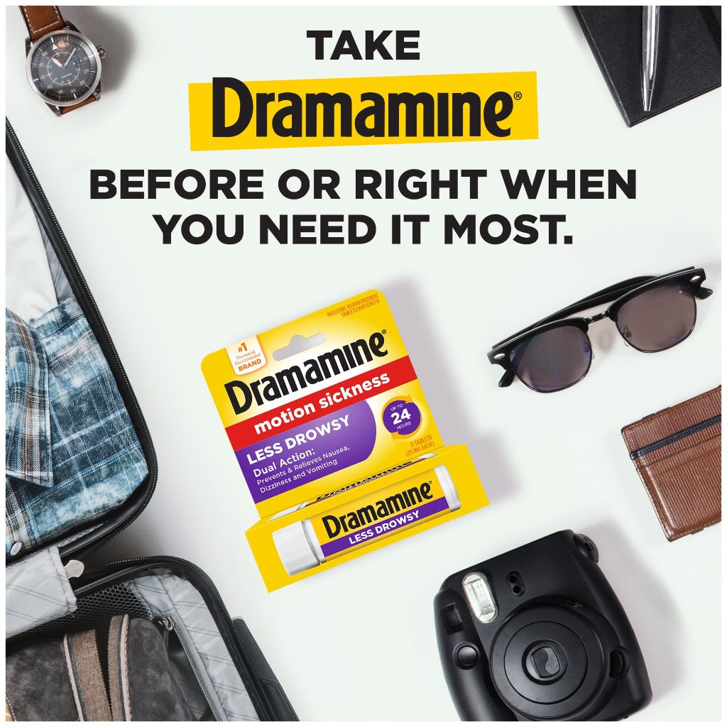 Dramamine All Day Less Drowsy, Motion Sickness Relief - 8ct (3pk)