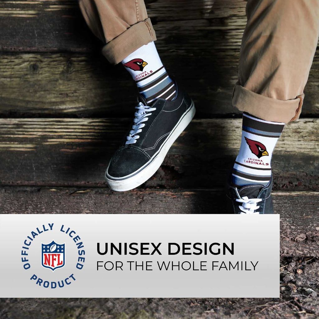 For Bare Feet NFL Adult Striped Dress Socks - (Arizona Cardinals - Black, One Size)