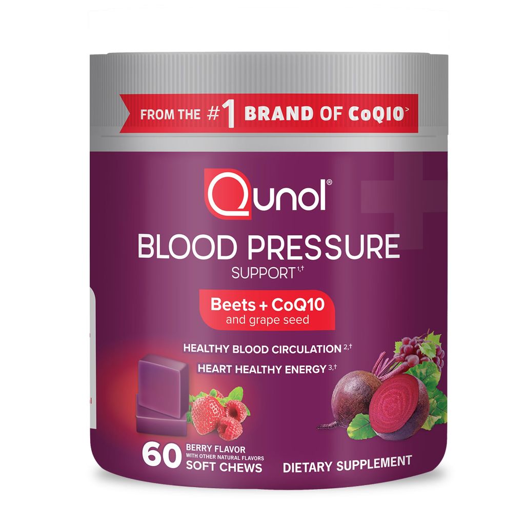 Qunol Blood Pressure Support, 3 in 1 Beets + CoQ10 - 60 Chews
