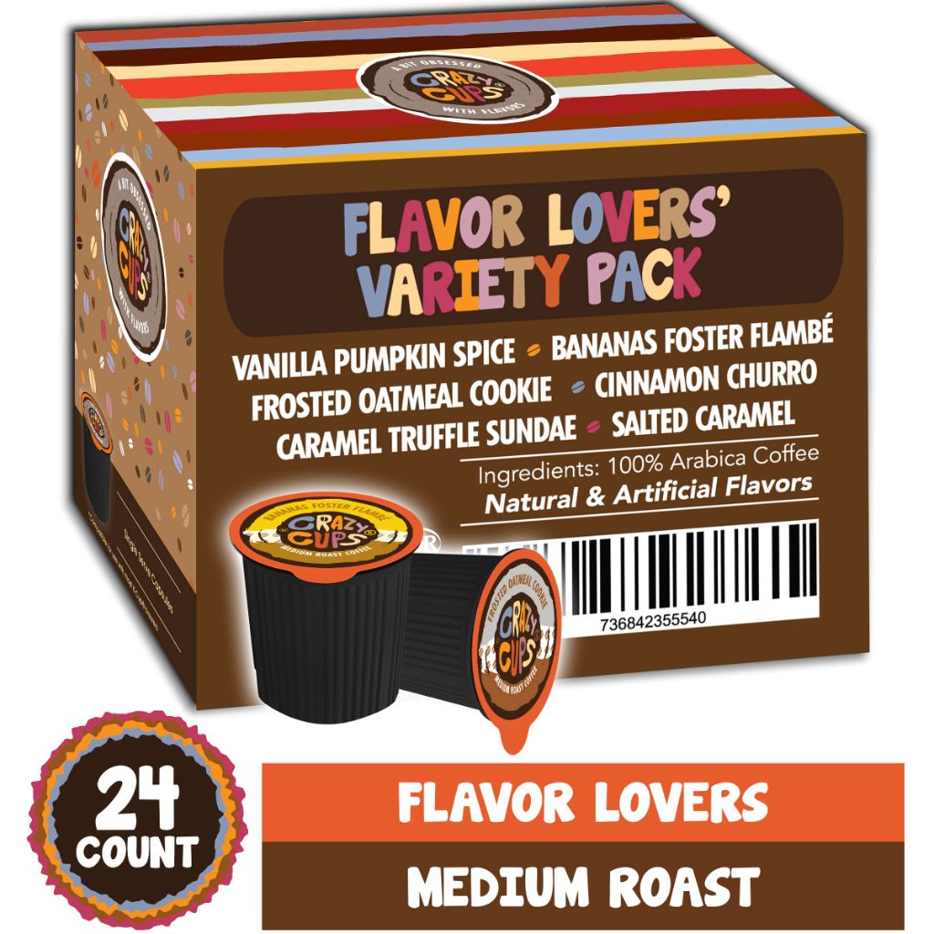 Crazy Cups Flavored Coffee Pods Variety Pack -  24 Count (Pack of 1)
