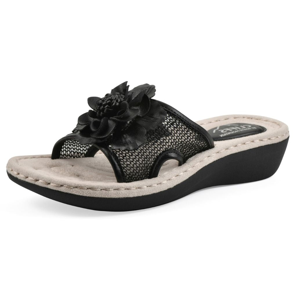 CLIFFS BY WHITE MOUNTAIN Women's Chill Floral Sandal, Black/Fabric, 10