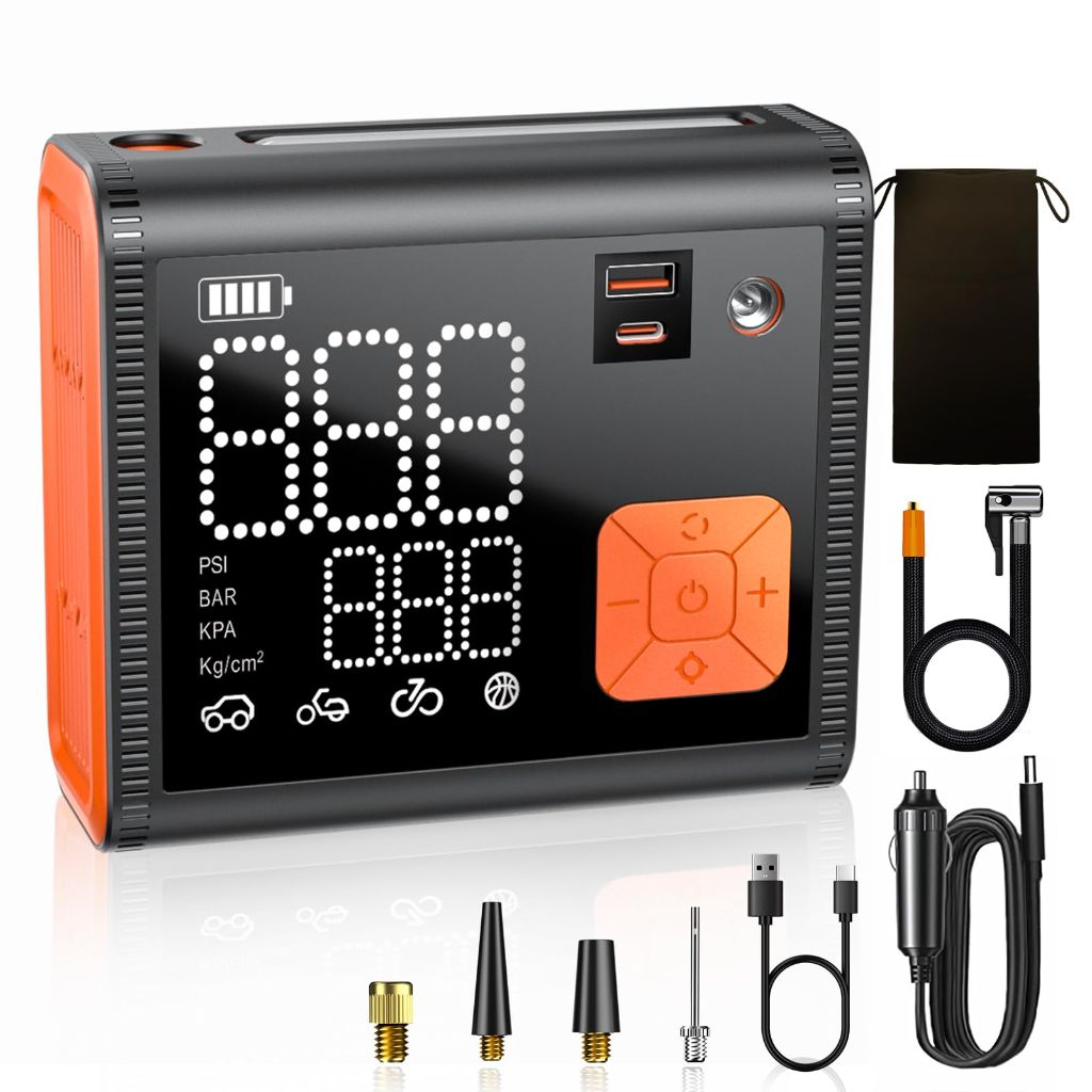 ZUZEE Tire Inflator Portable Air Compressor, 150  28000mAh Dual Power Mode