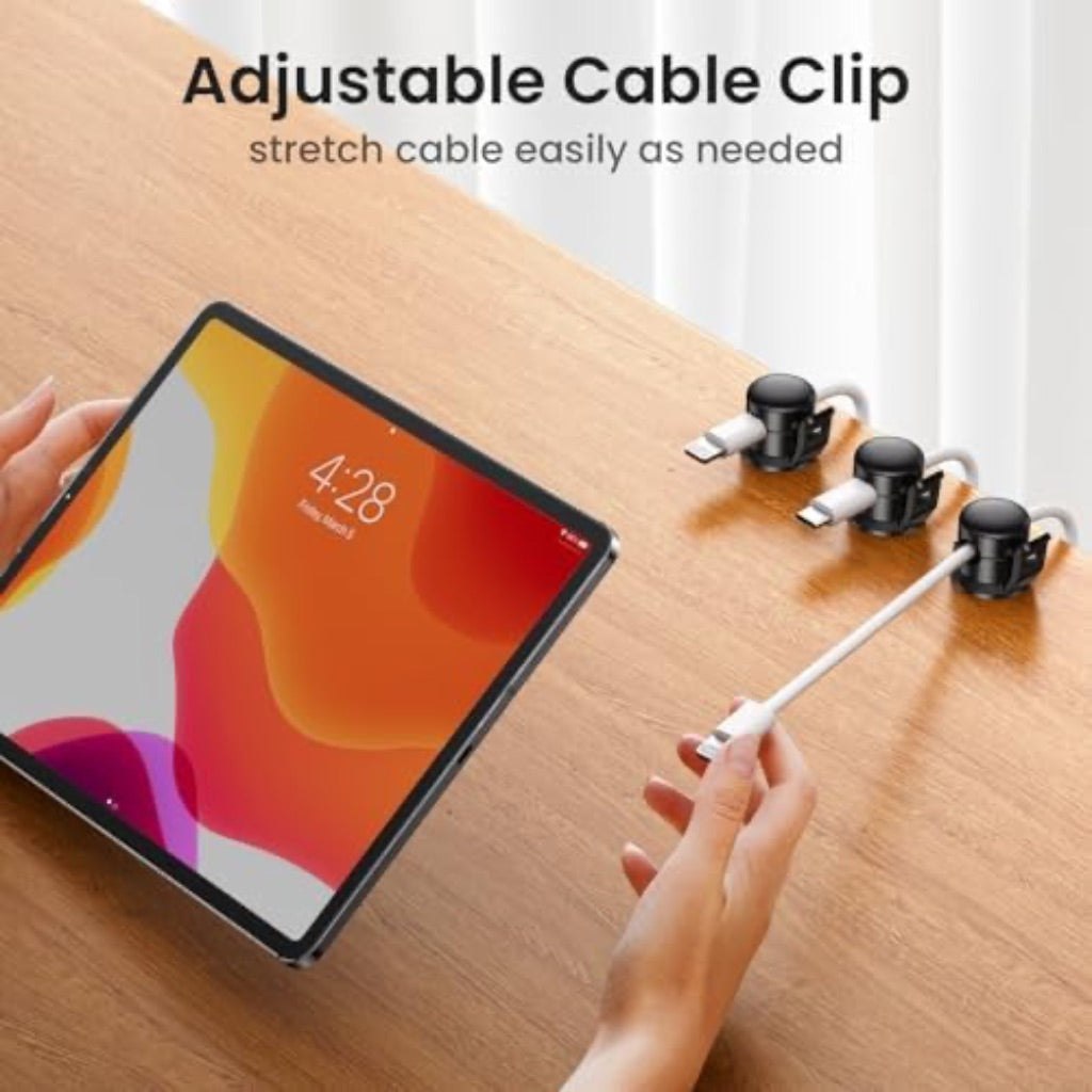 Cable Clips, 8 Pack Cord Organizer [Cable Smooth Adjustable] Adhesive Cable Management Wire Organizers for Cords, Phone USB Charger Cable Holder for Home Office Car Wall Desktop Nightstand