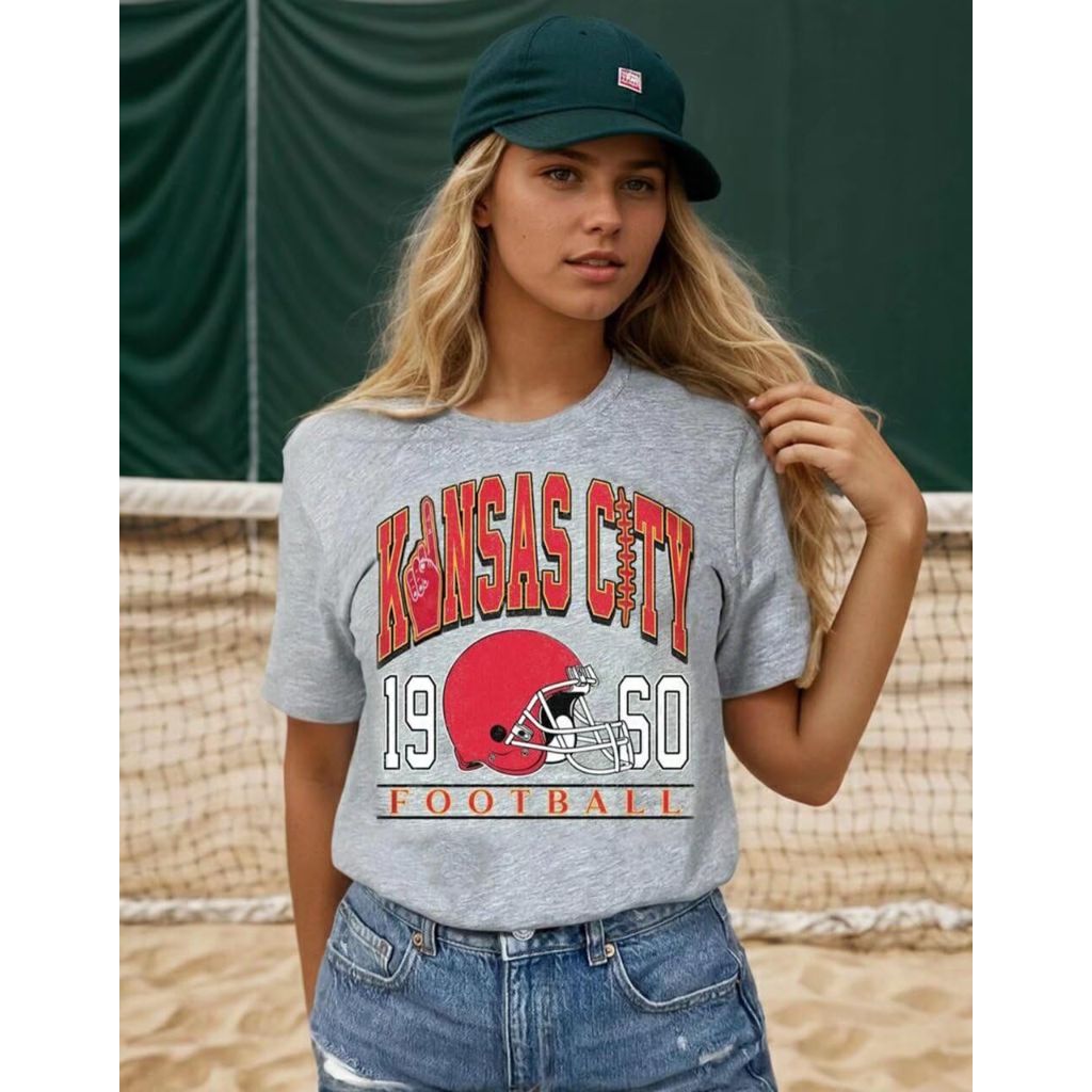 SZ S, Game Day T Shirt Women Football Graphic Short Sleeve - Gray