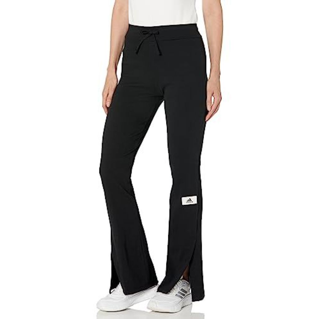 Adidas Women's Lounge Ribbed Flared Leg Pants  Black  X-Small