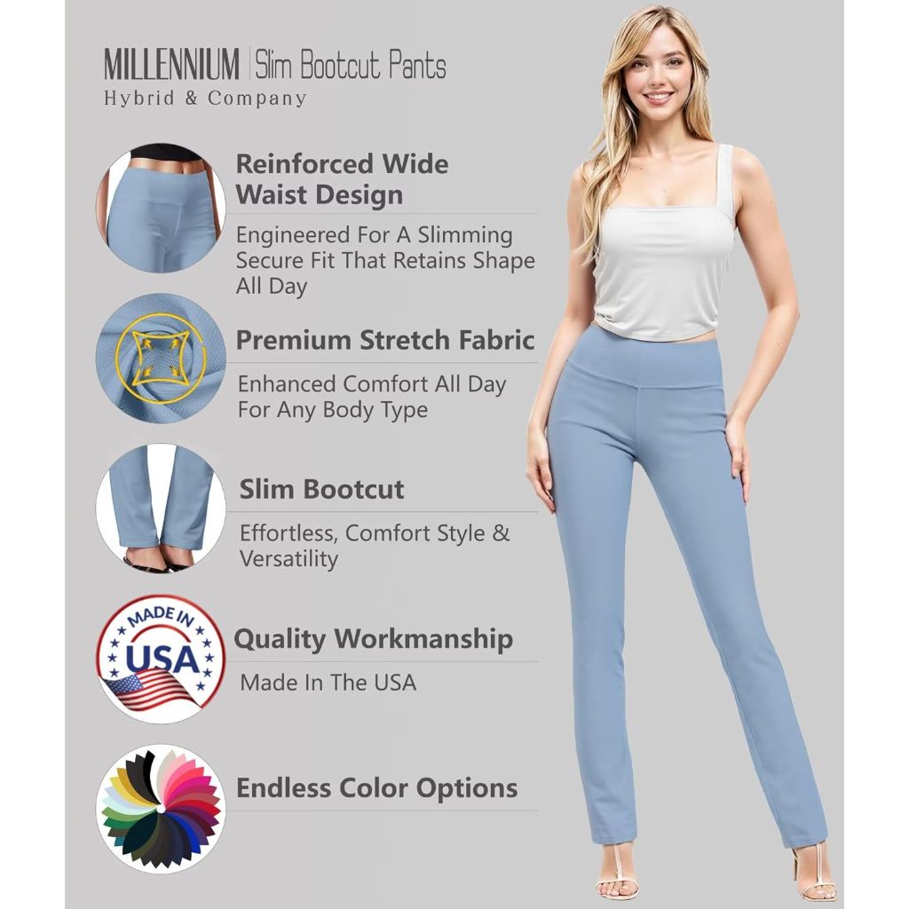 Hybrid & Company Women's Business Millennium Slim Bootcut Pants - Powder Blue, XL