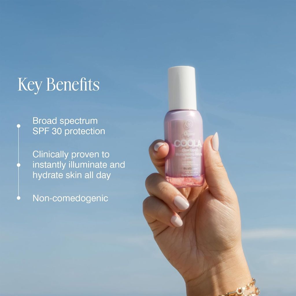 COOLA Organic Dew Good Illuminating Probiotic Serum with SPF 30, 1.15 Fl Oz