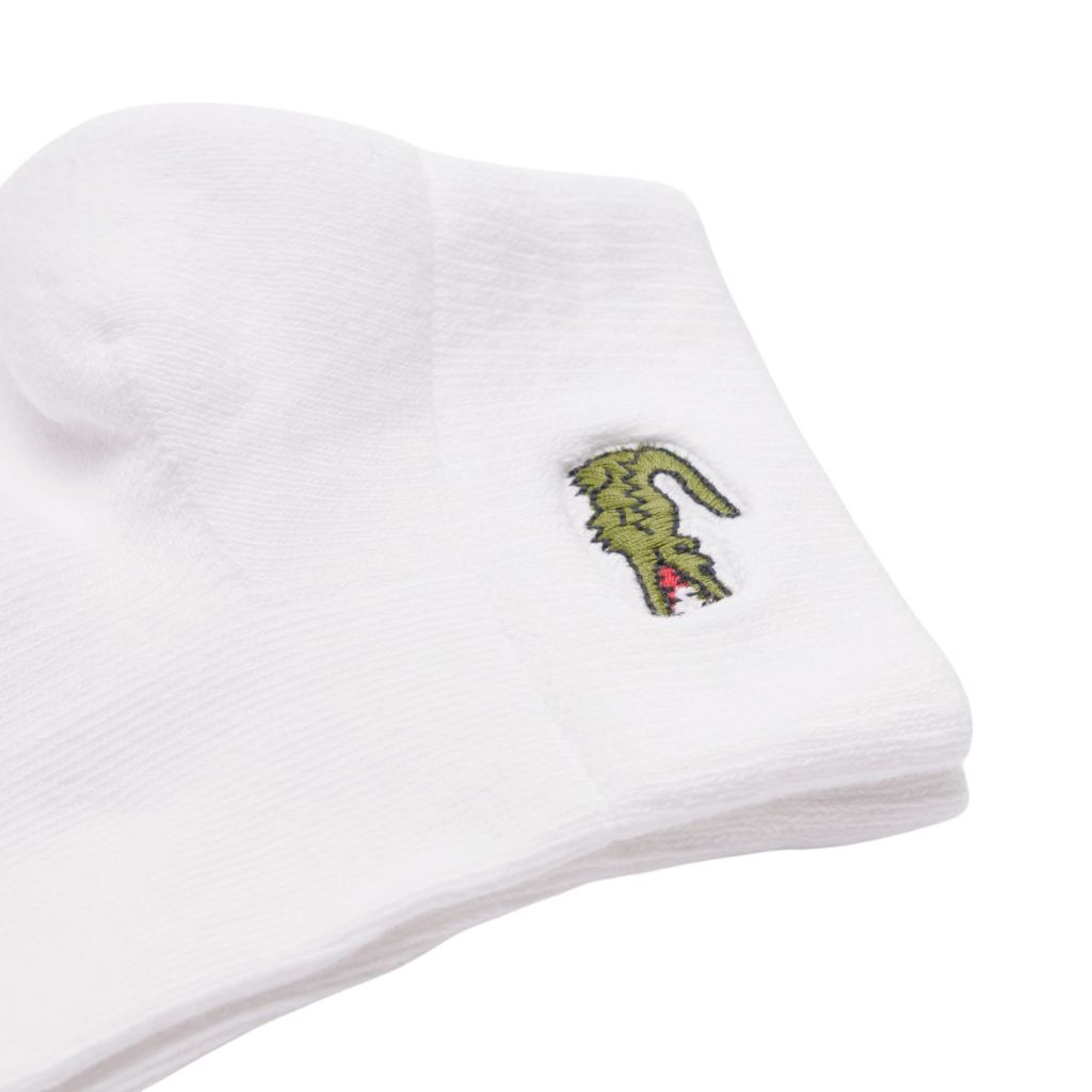 Lacoste Unisex Short Cotton Sport Socks, White/Grey Chine - size 6.5-9