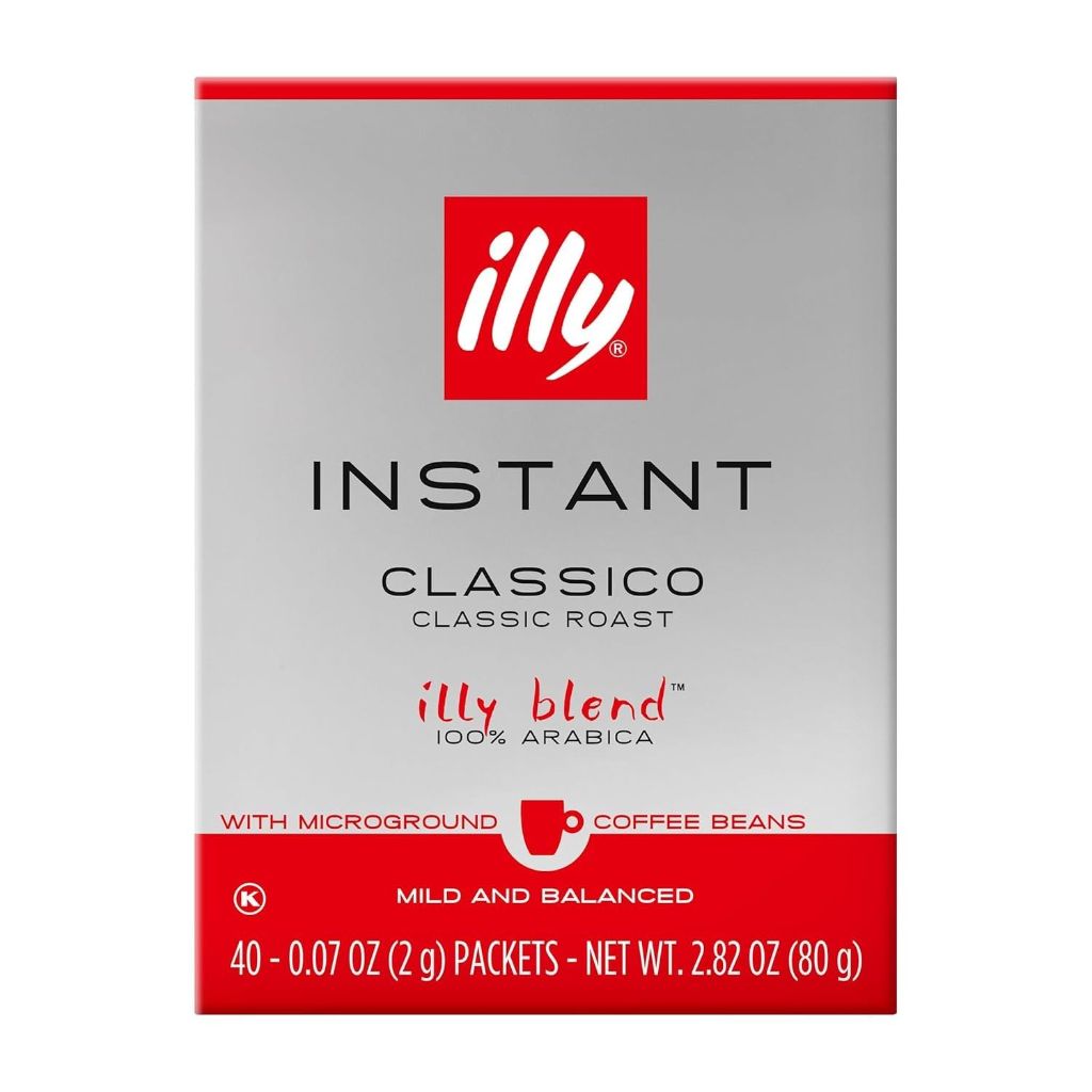 Illy Instant Coffee Singles, Classico Medium Roast, Caramel & Orange Blossom Notes, 40 Single-Serve Packets