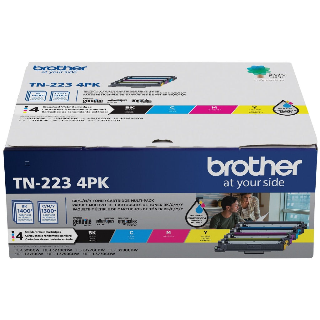 Brother Genuine TN223 Standard-Yield Toner Cartridge 4 Pack - Black/Cyan/Magenta/Yellow