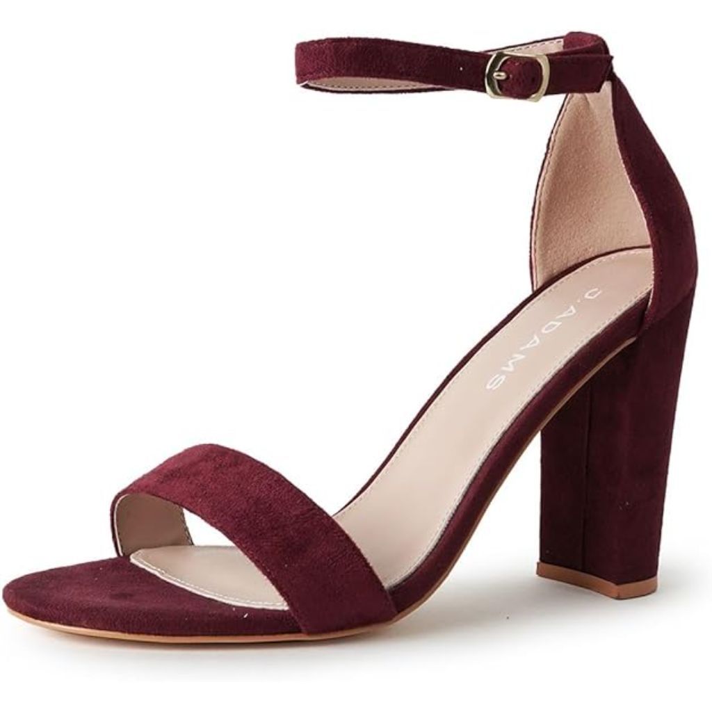 J. Adams Shoes, Women's Ankle Strap High Heel, Shirley Wine Suede - Size 6.5