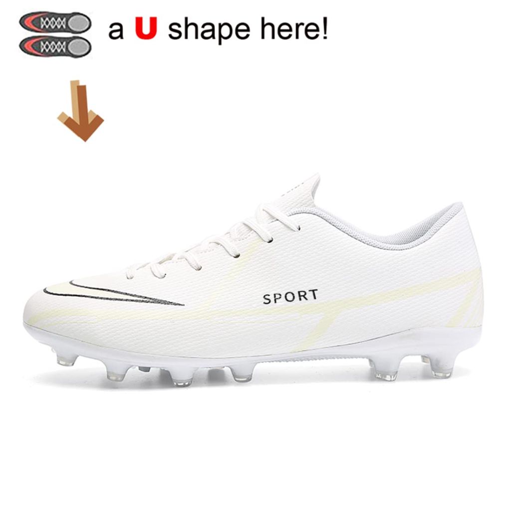 VXCDFR Men's Soccer Cleats Football Shoes Professional Spikes Outdoor/Indoor Athletic Football Training Sneaker Running/Competition White