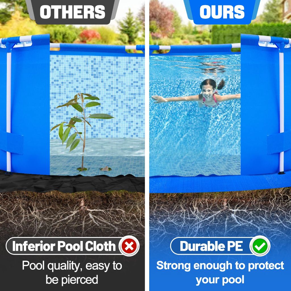 Heavy-Duty Pool Ground Cloth - 15 Ft Anti-Tear Above Ground Pool Mat
