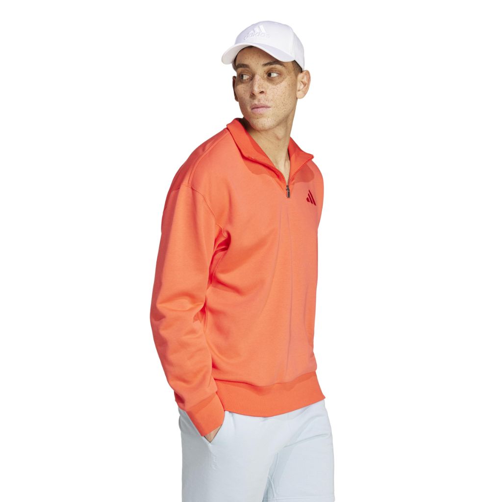 Adidas Men's All SZN Fleece Quarter-Zip Crew, Bright Red, SZ XXL