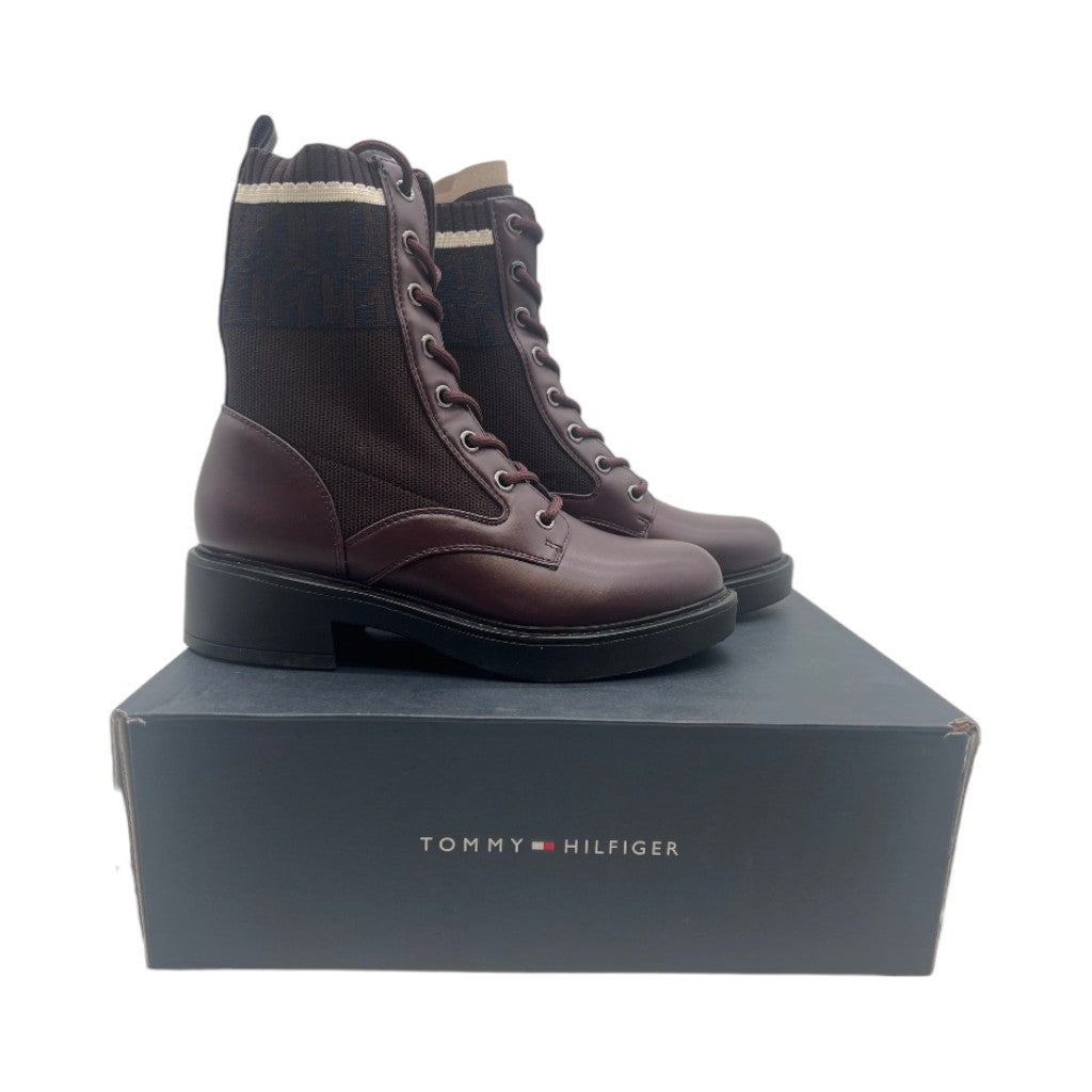 Tommy Hilfiger Women's Tesse Logo Lace-up Combat Boots, Size 6.5, Brown
