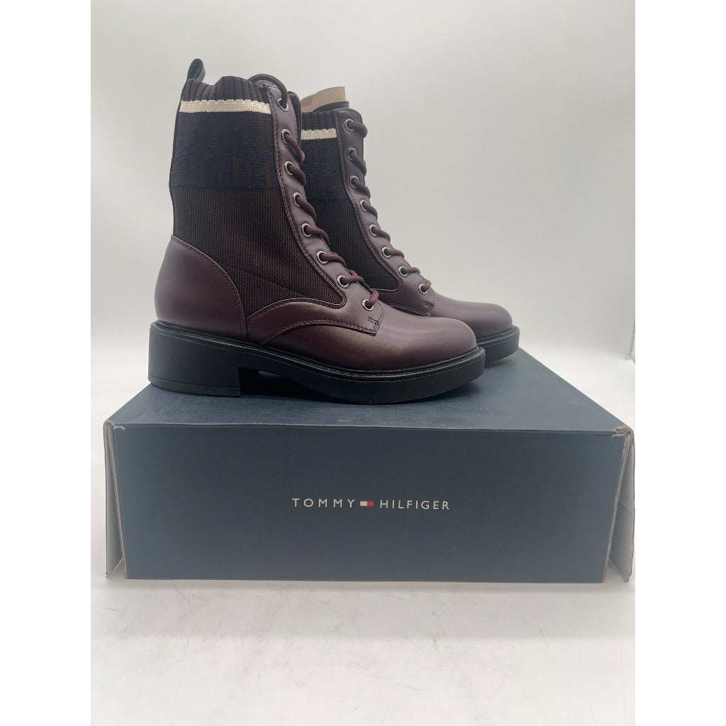 Tommy Hilfiger Women's Tesse Logo Lace-up Combat Boots, Size 6.5, Brown