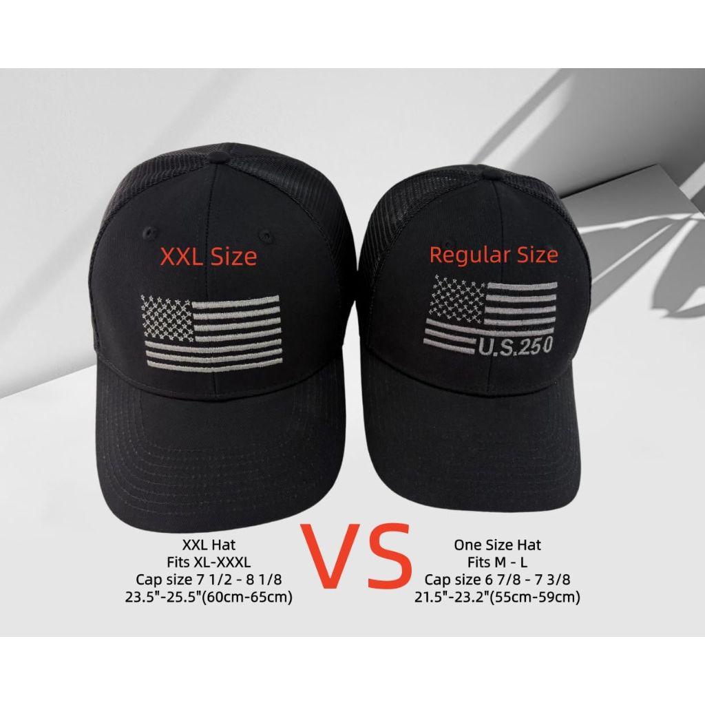 SZ XXL American Flag Hat Camouflage Trucker -Black Camo