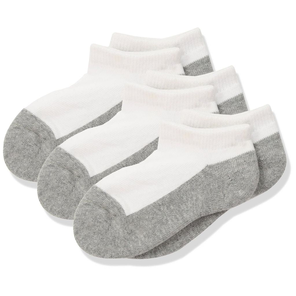Jefferies Unisex Child Seamless Sport Low Cut Half Cushion 3 Pk - White/Grey - XSmall