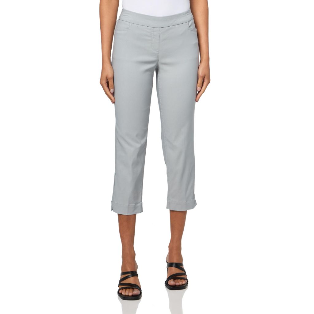 Slim-Station Women's Pull-On Ankle Pants w/Pockets, Tummy Control, Wrinkle Resistant - Sky Gray, Size 2 (29" Inseam)