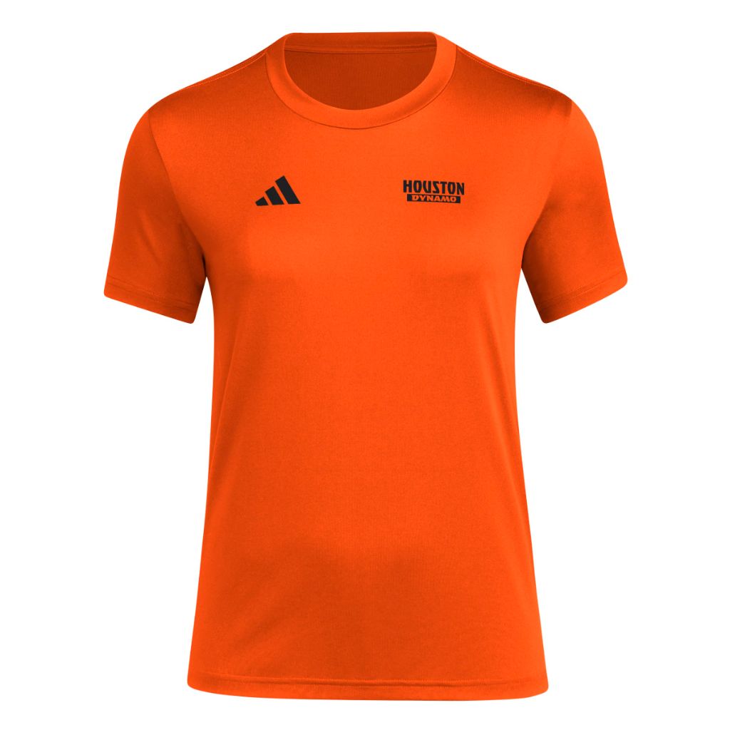 adidas Womens Houston Dynamo Pre-Game Short Sleeve T-Shirt, Orange - size 2XL