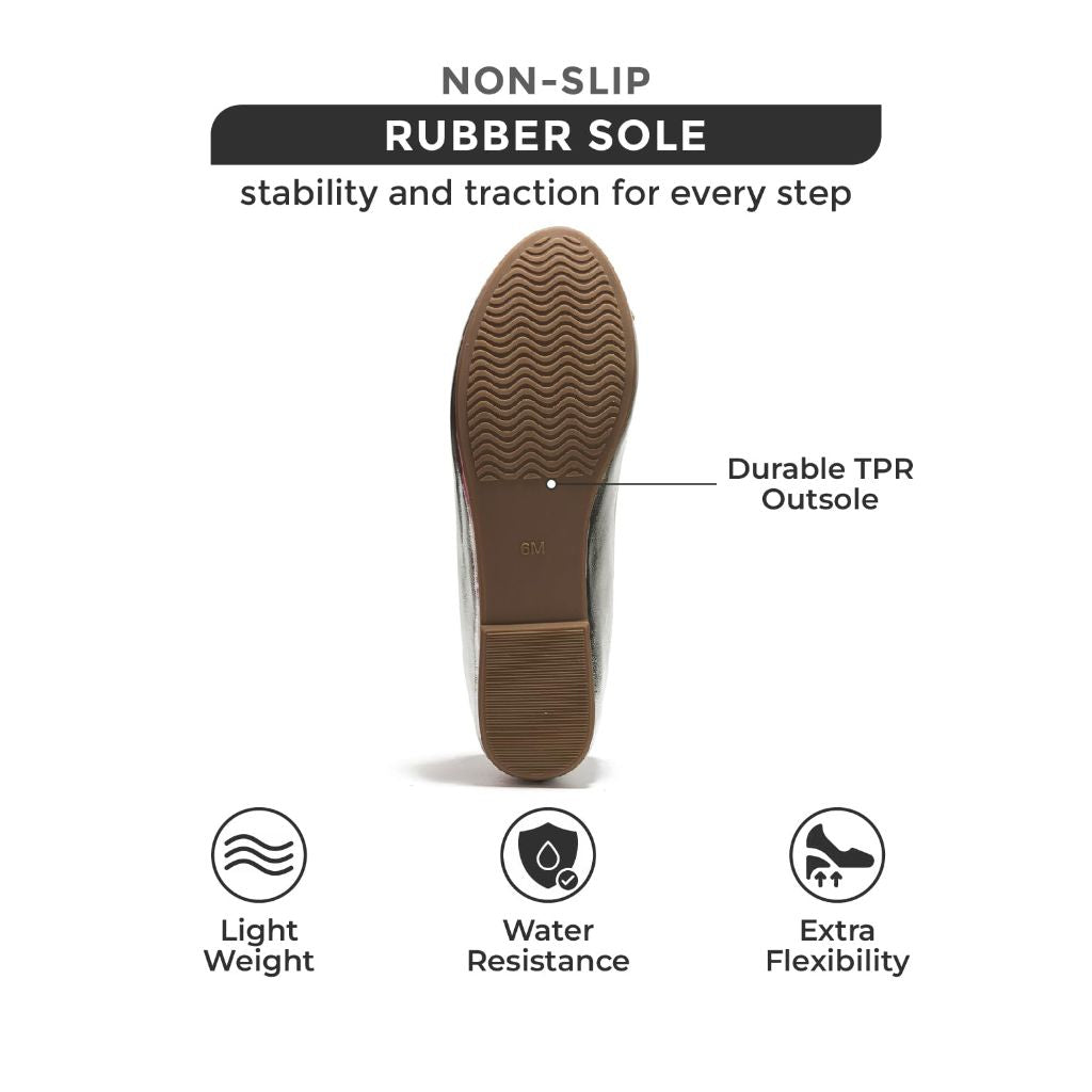 Project Cloud Memory Foam Ballet Flats Shoes (Ellison, Silver, 11)