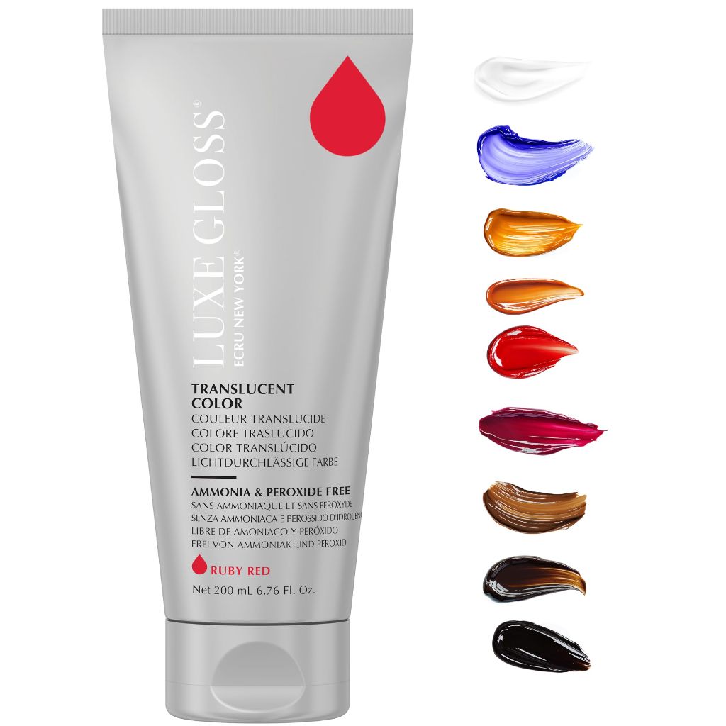 ECRU New York LUXE GLOSS Hair Gloss for Enhanced Color and Glass-Like Shine, Ruby Red - 200mL