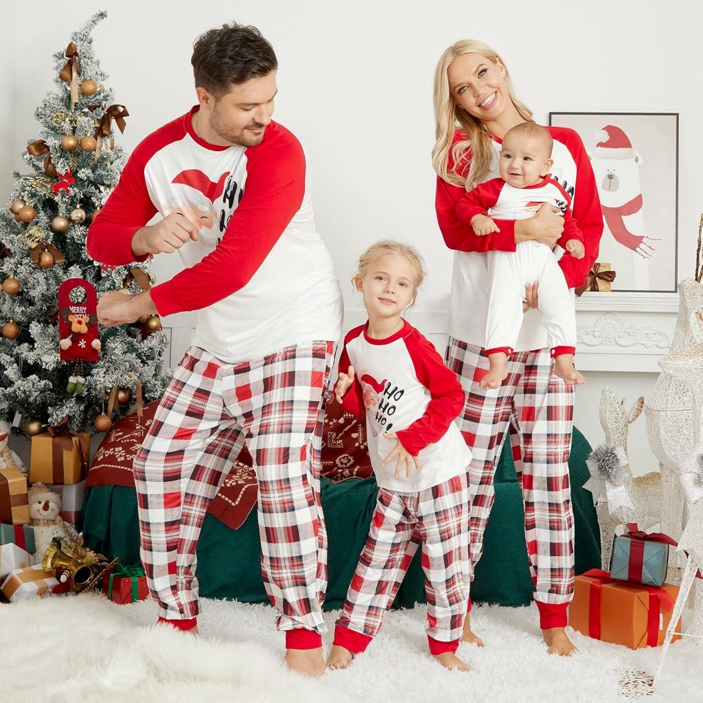 Honwenle Family Christmas Pajamas Matching Sets Soft Long Sleeve Family Christmas Pjs Sleepwear Holiday Lounge Set for Dad M
