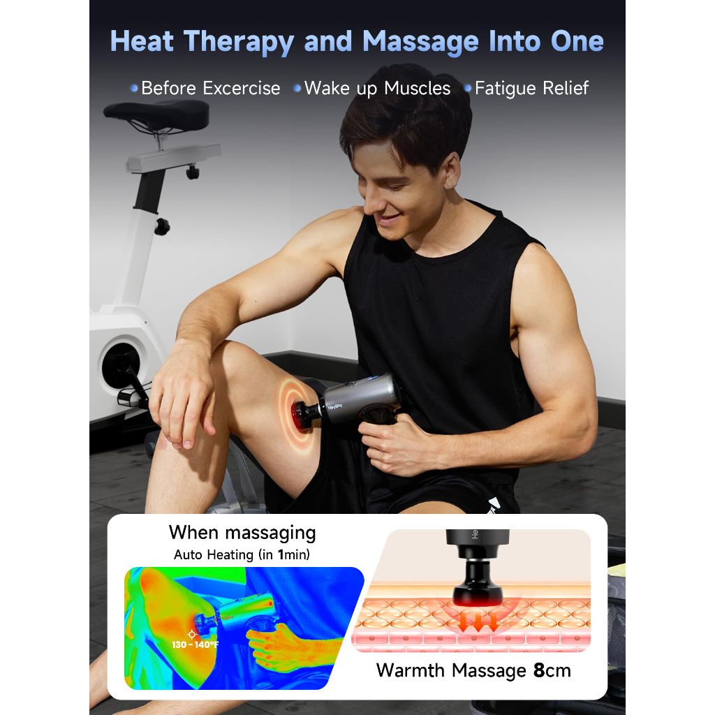 HEYCHY Deep Tissue Massage Gun 5 Heads & Carry Case - Black