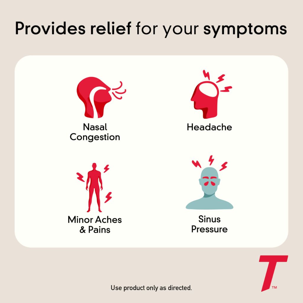Tylenol Sinus Severe Daytime Caplets with Acetaminophen 325mg, Guaifenesin 200mg & Phenylephrine HCl 5mg, Non-Drowsy Pain Reliever, Expectorant & Nasal Decongestant, 50 Travel Packs of 2 ct