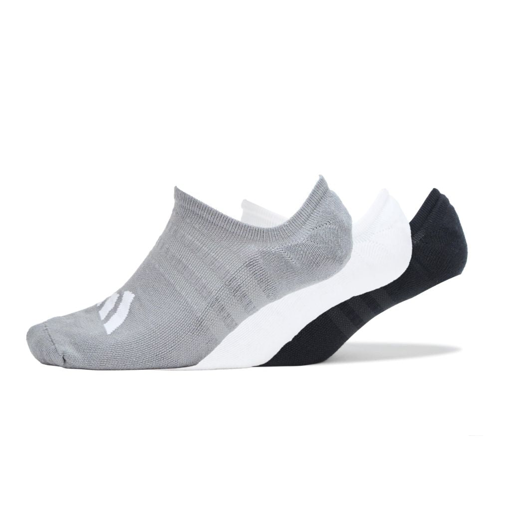 Adidas 3 Pack Ankle Socks, White/Grey Three/Black, 12-15