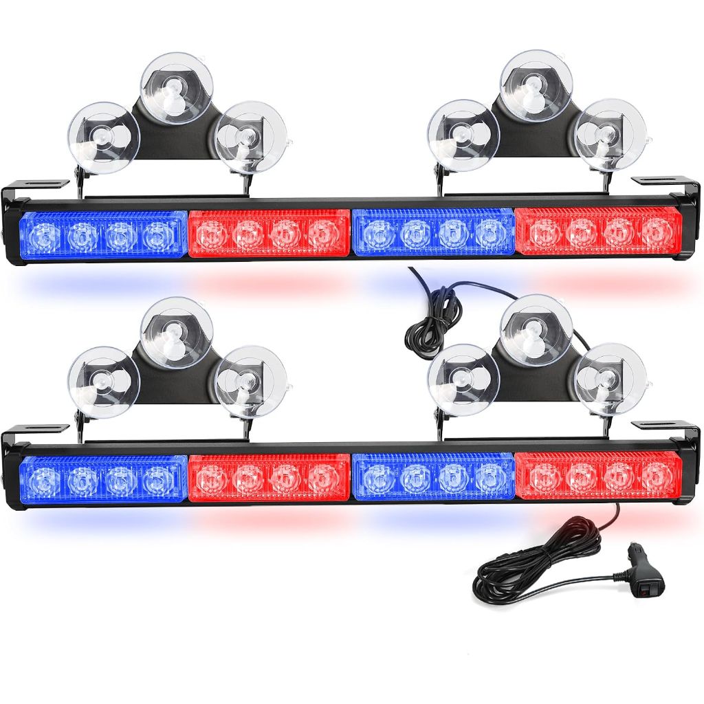 2 x 16.8 inch Emergency Strobe Light Bar. 32 LED 23 Flash Patterns