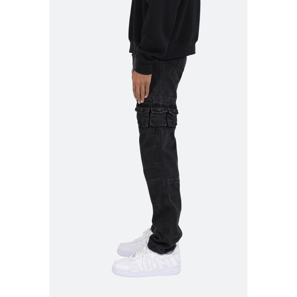 SZ 40, Mnml Men's V244 Cargo Baggy Denim | Vintage Black