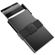 Statik Pop Up Wallet for Men - Push Button For Card Access Minimalist Slim RFID Blocking Card Holder, Black Aluminum
