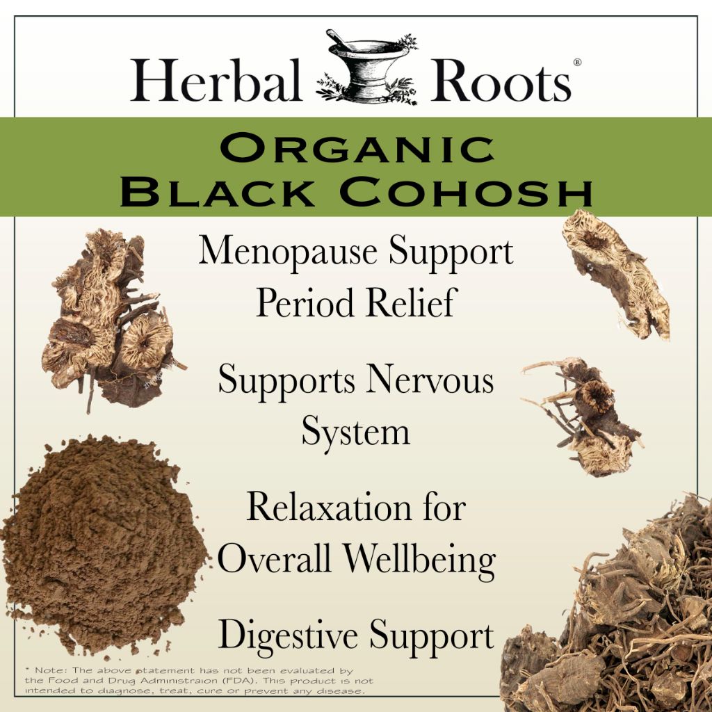 Herbal Roots Organic Black Cohosh Root | Extra Strength | Menopause and Menstrual Support for Women | 90 Capsules, Vegan