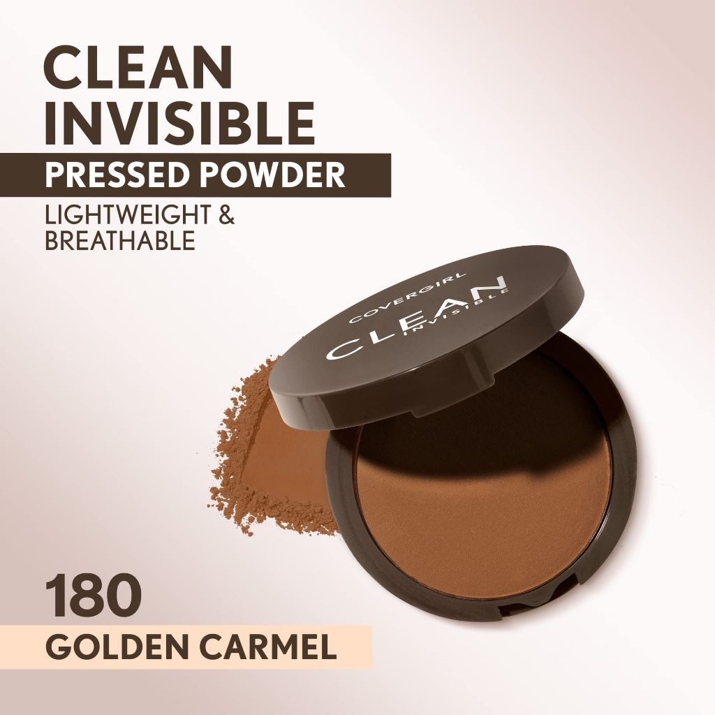 Covergirl Clean Invisible Pressed Powder, Golden Caramel 180 - 0.38oz