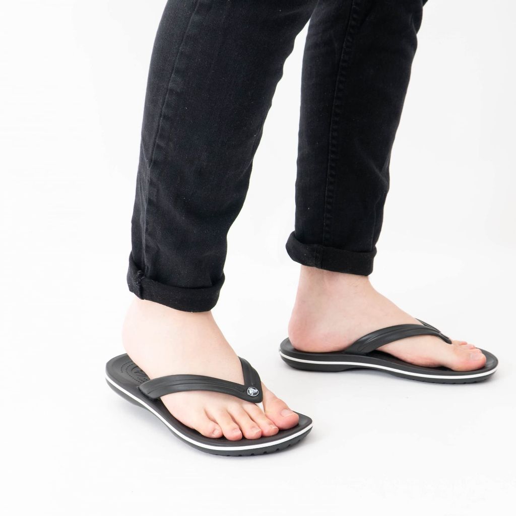 SZ 12M / 14W Crocs Unisex Adult Crocband Flip Flop Sandals | Black