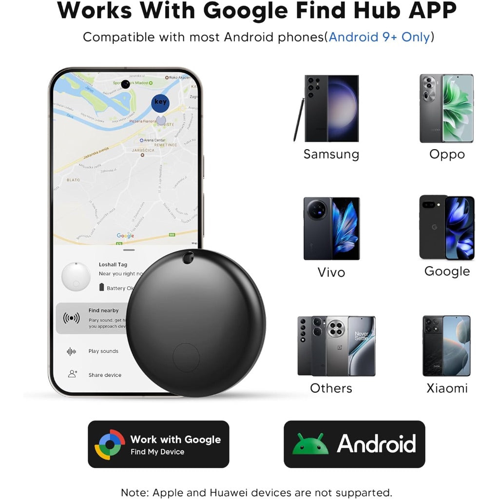 Air Tracker Tag for Android (Not for iOS) - 4 Pack (Black & White)