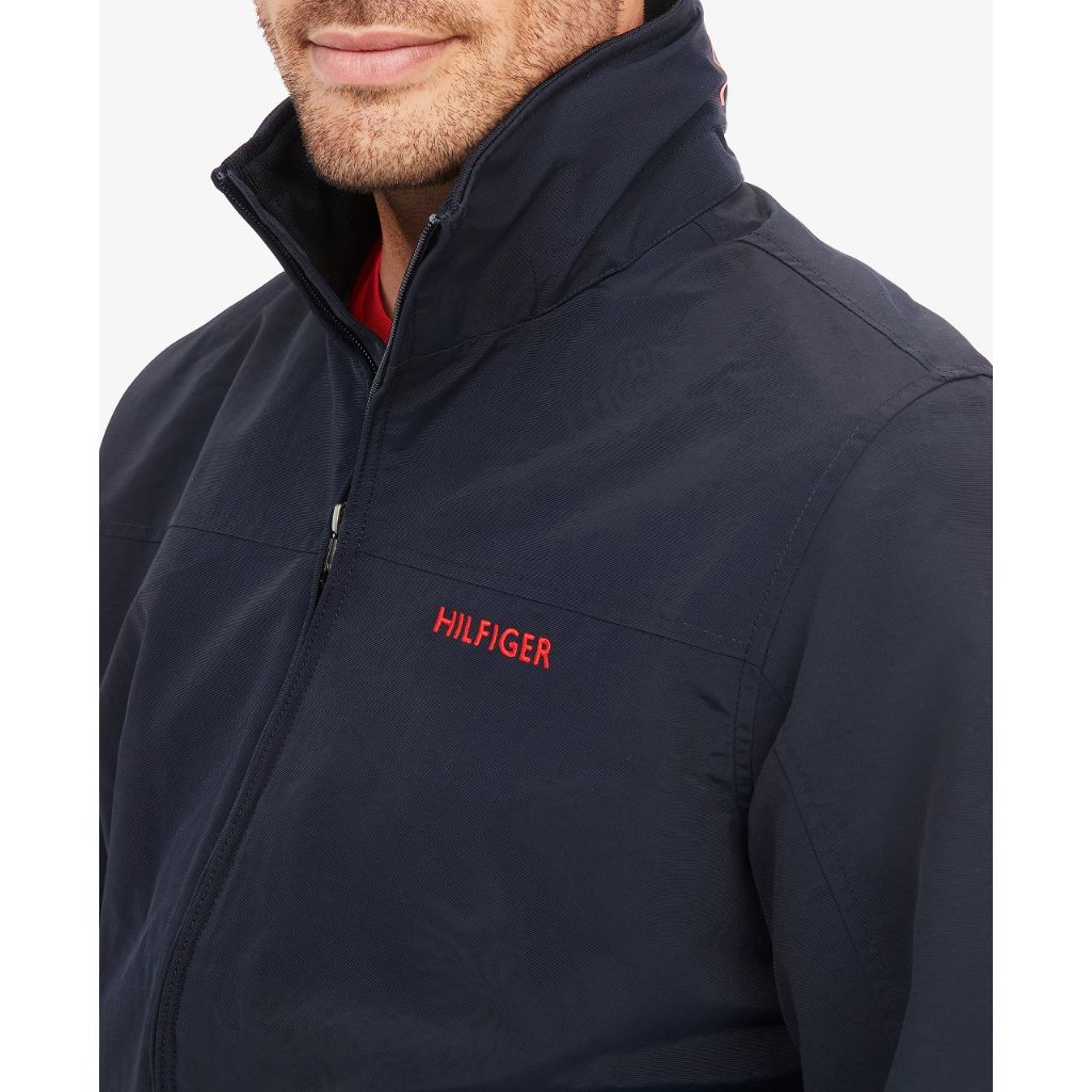 Tommy Hilfiger Lightweight Waterproof Regatta Bomber Jacket, Sustainable Desert Sky, SMALL