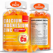 Calcium Magnesium Gummies: 1200mg Calcium Citrate Zinc Gummy with Vitamin C D3 K2 - (120Count)