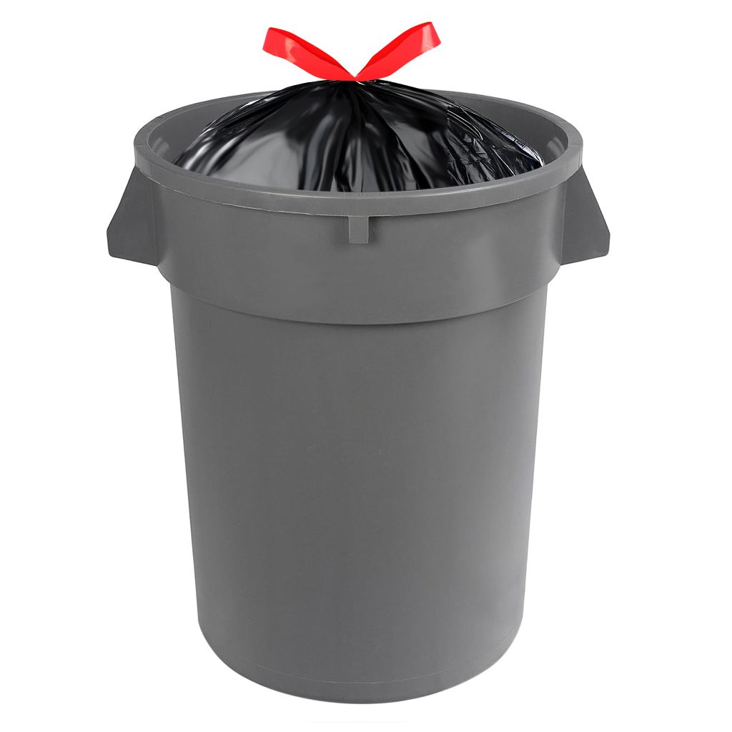 Amazon Basics Multipurpose Drawstring Trash Bags, 30 Gallon Capacity, Tear Resistant, 50 Count (Previously Solimo)