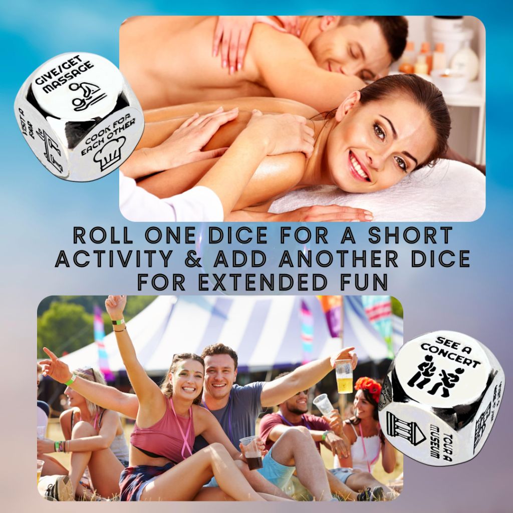 Luck Lab Date Night Dice - Activity Decider for Couples with Velvet Storage Bag