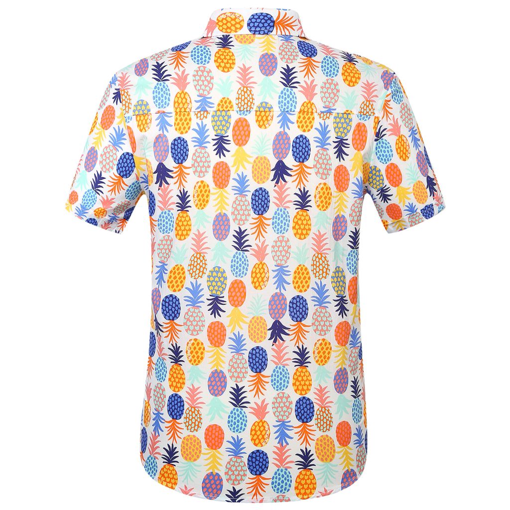 SSLR Mens Hawaiian Shirt, Tropical Shirts for Men, (Large, White Orange)