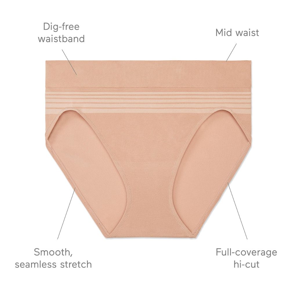 Warners Womens No Pinching No Problems® Dig-Free Comfort Waist Smooth and Seamless Hi-Cut, Burgundy, Small