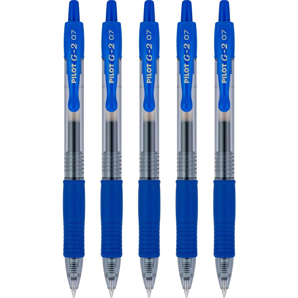 Pilot G2 Premium Gel Roller Pens, Fine Point 0.7 mm, Blue Ink Pens Fine Point, Pack of 5